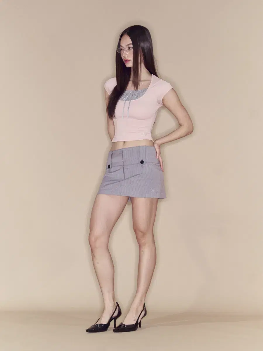 새상품))플노팔 치마 luci stripe short skirt